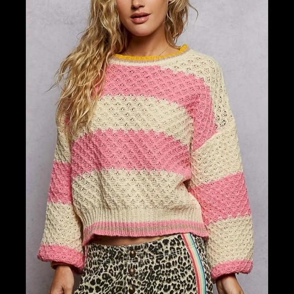 POL Pink and Cream Striped Sweater - Picture 4 of 4